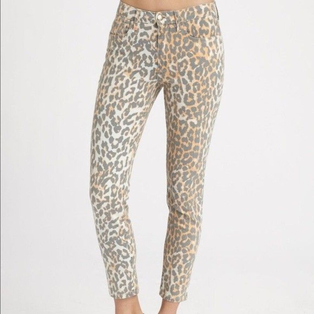 Vintage Joe's The Wild Skinny Leopard Print Jeans Women Size 29 Gray Tan Stretch